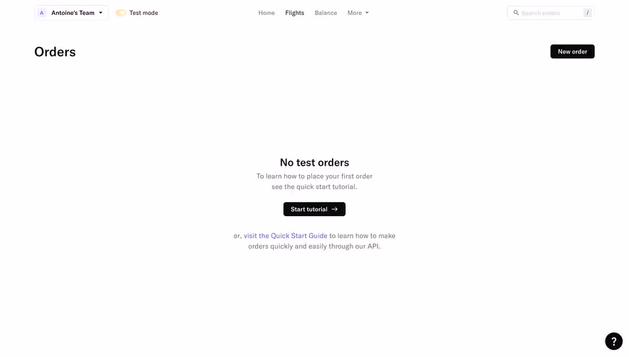 Duffel Empty Orders Dashboard