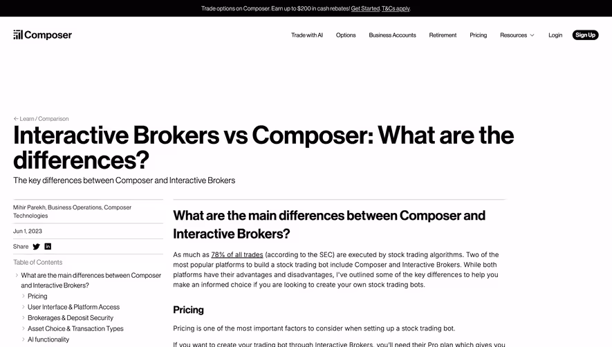 Composer Comparison Page