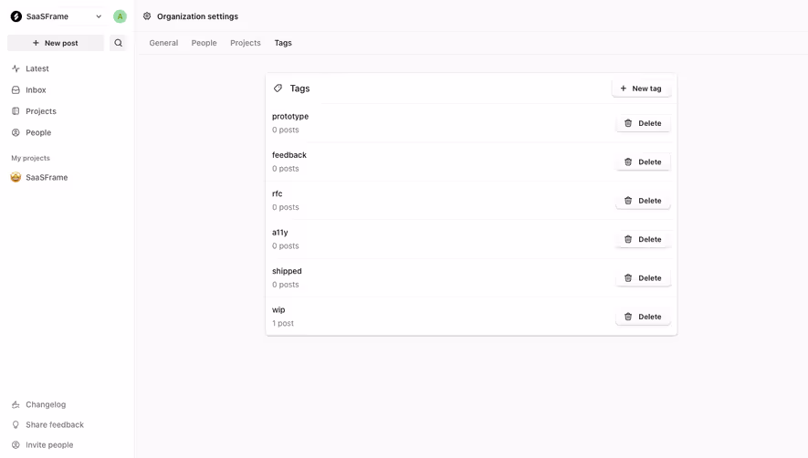 Campsite Tag Settings