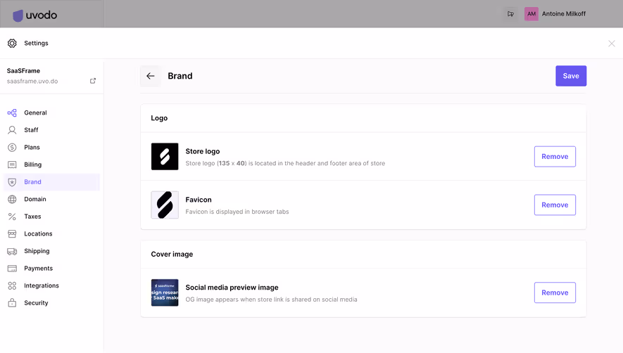 Uvodo Brand Settings