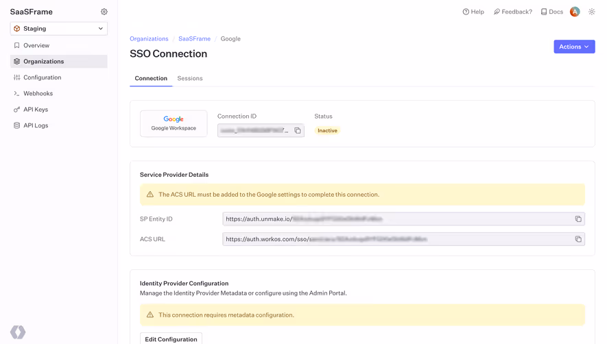 WorkOS Single Sign-On Setup