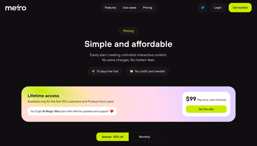 Meiro Pricing Page