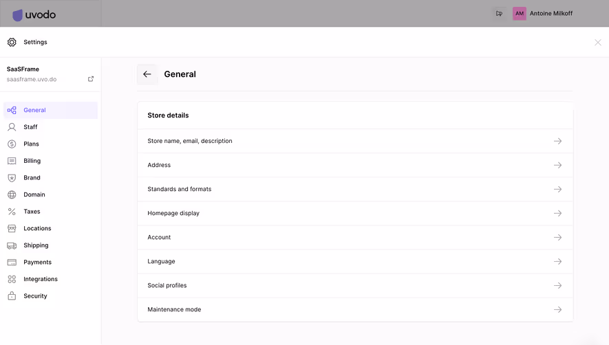 Uvodo General Settings