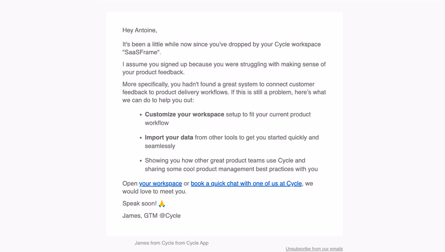 Cycle Retention Email
