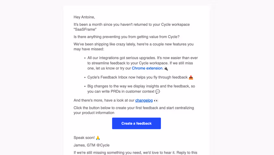 Cycle Retention Email
