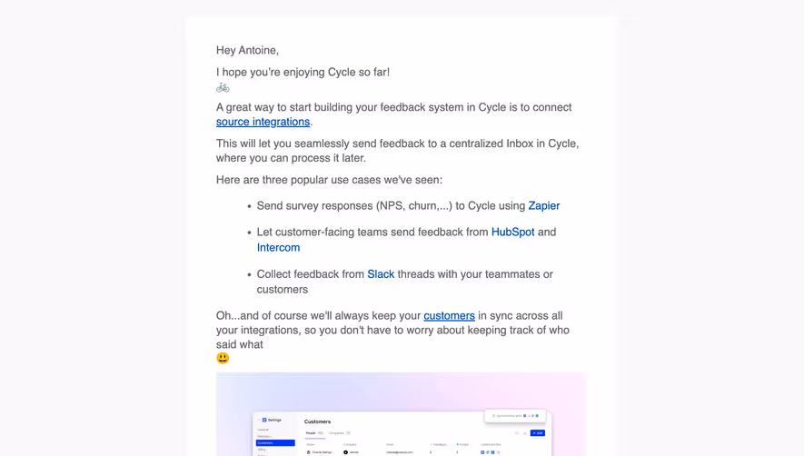 Cycle Onboarding Email