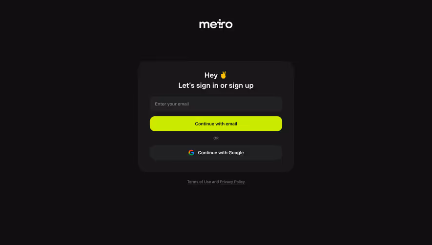 Meiro Signup
