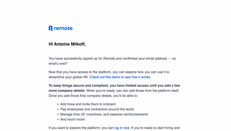 Remote Activation Emails