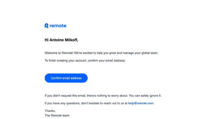 Remote Verification Email