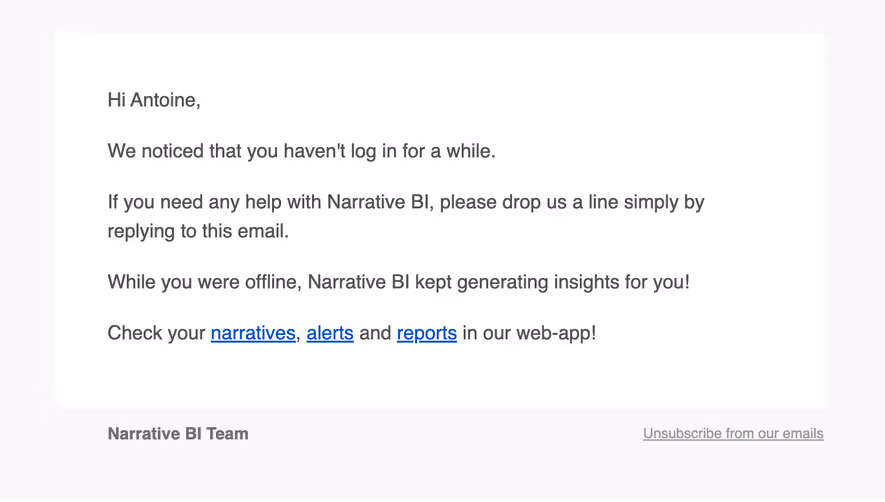 Narrative BI Retention Email