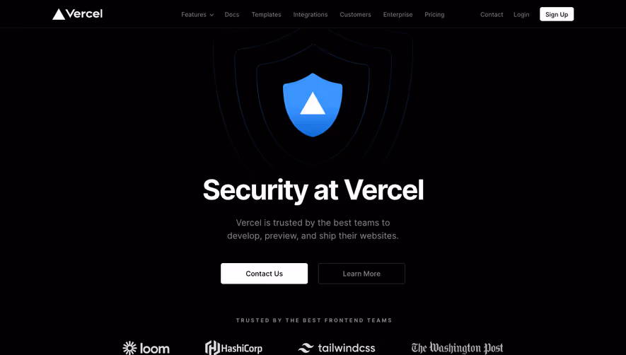 Vercel Security Page
