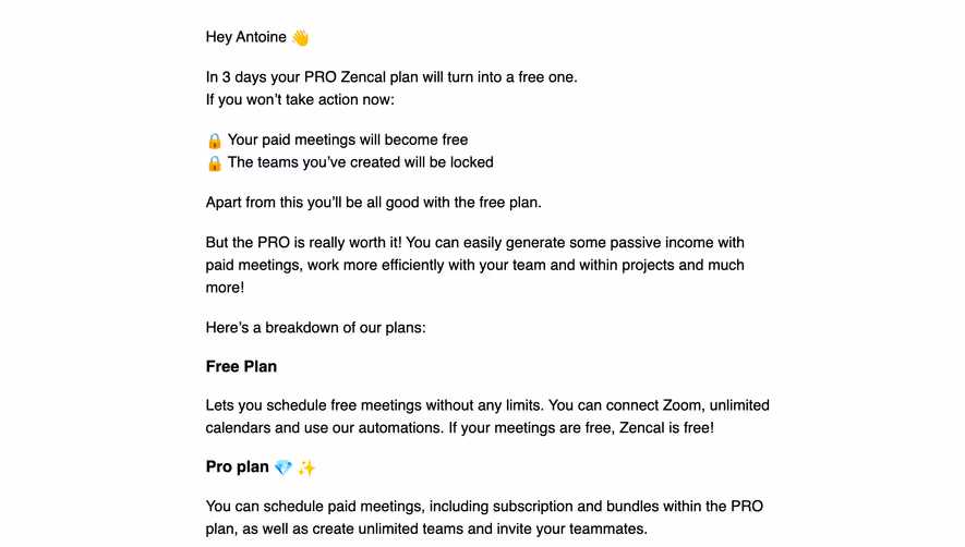 Zencal Free Trial Emails