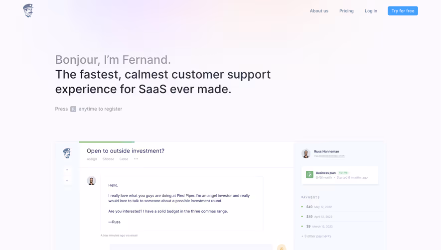 Fernand Landing Page