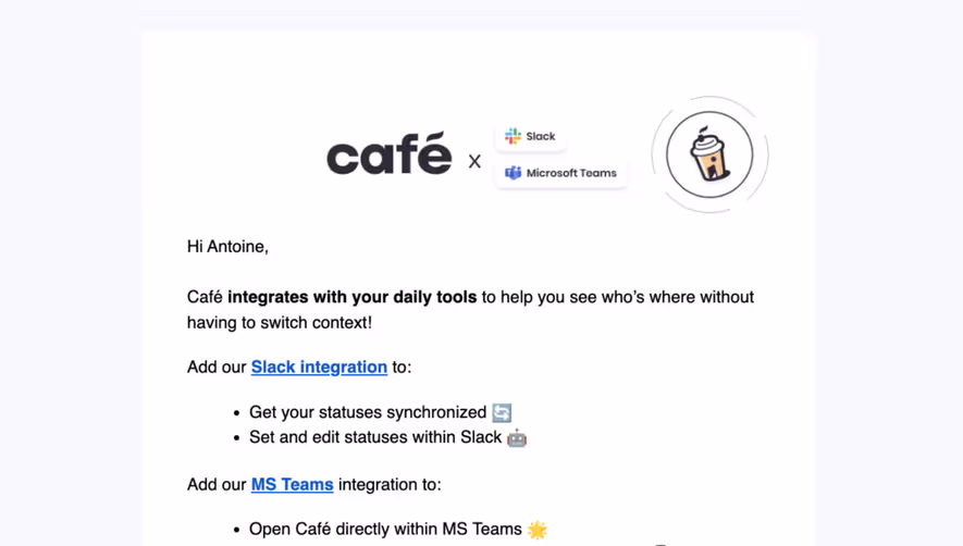 Café Onboarding Email