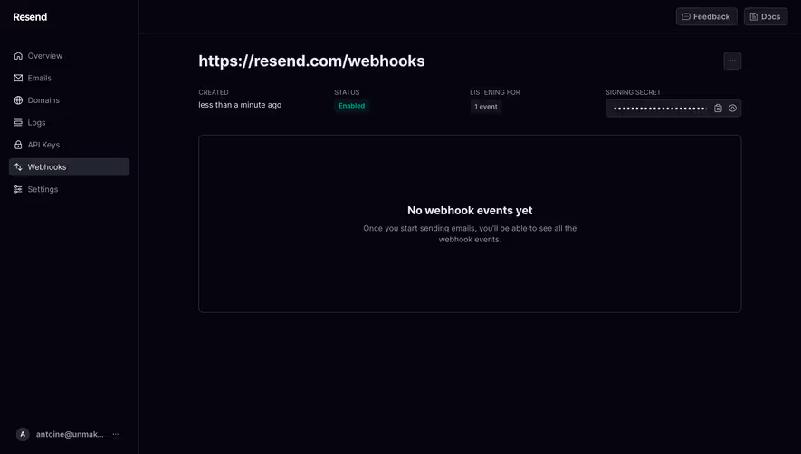 Resend Webhook Details