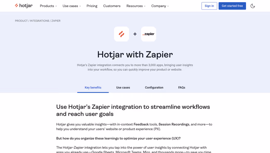 Hotjar Integrations Page