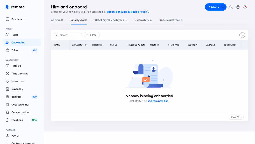 Remote Empty Employee Table