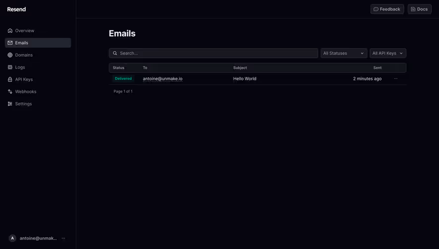 Resend Emails History