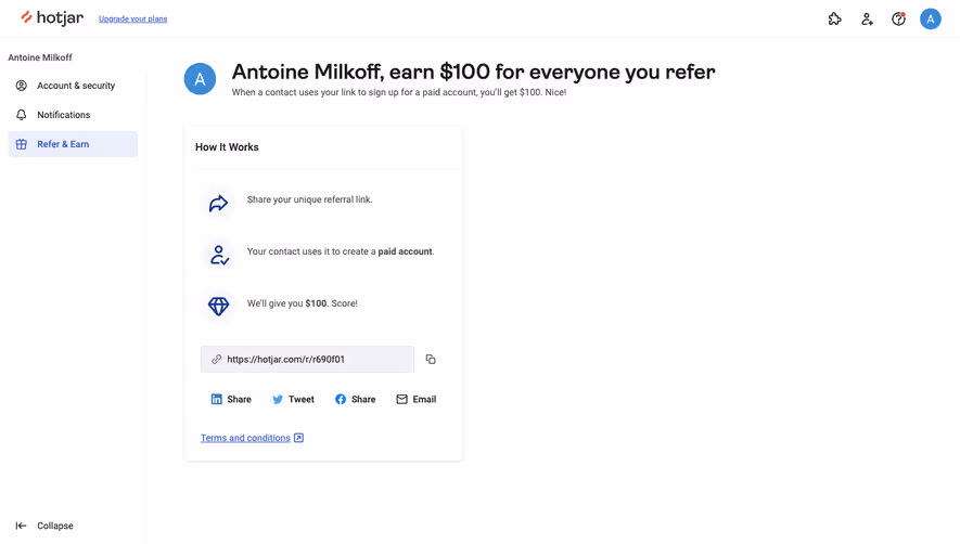 Hotjar Referral Settings