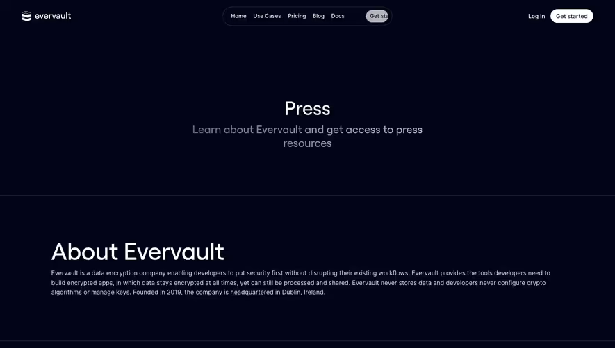Evervault Press Page