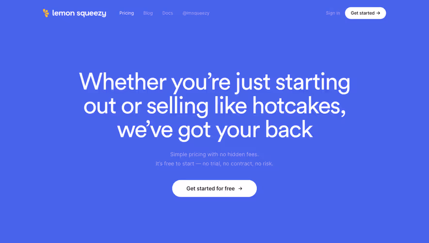 Lemon Squeezy Pricing Page