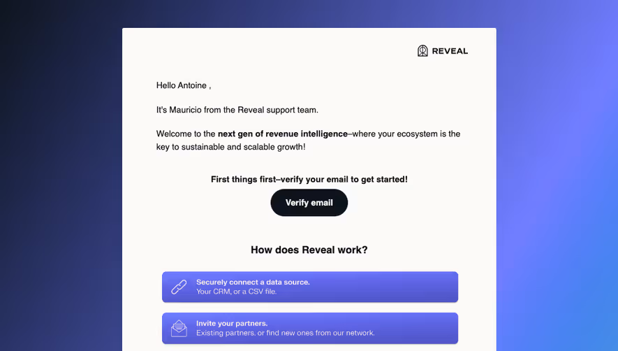 Reveal Verification Emails