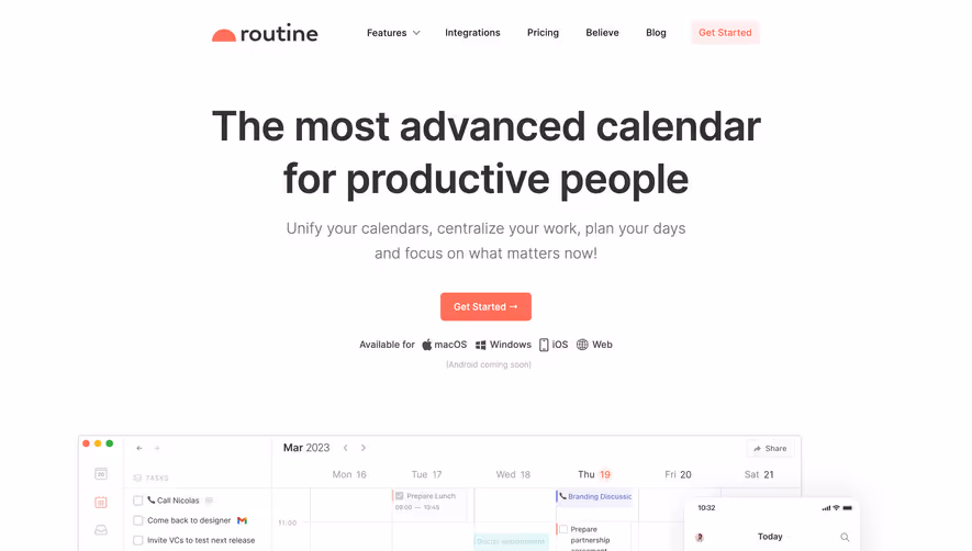 Routine Landing Page