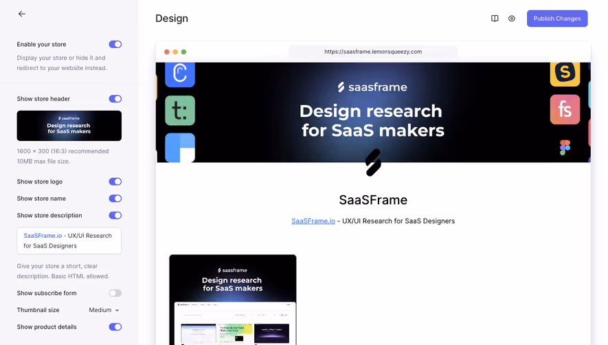 Lemon Squeezy Design Interface
