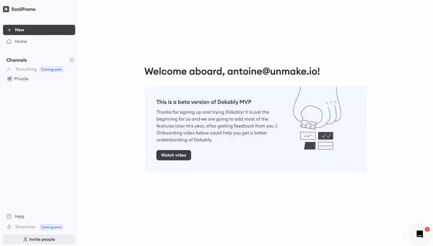 Dokably Welcome Screen