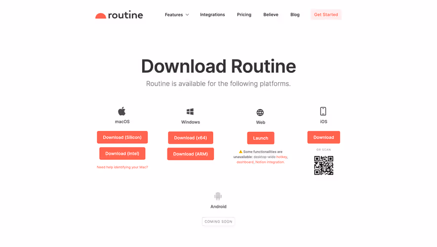 Routine Download Page