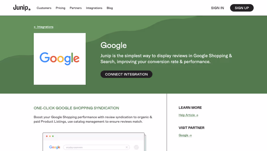 Junip Integration Page
