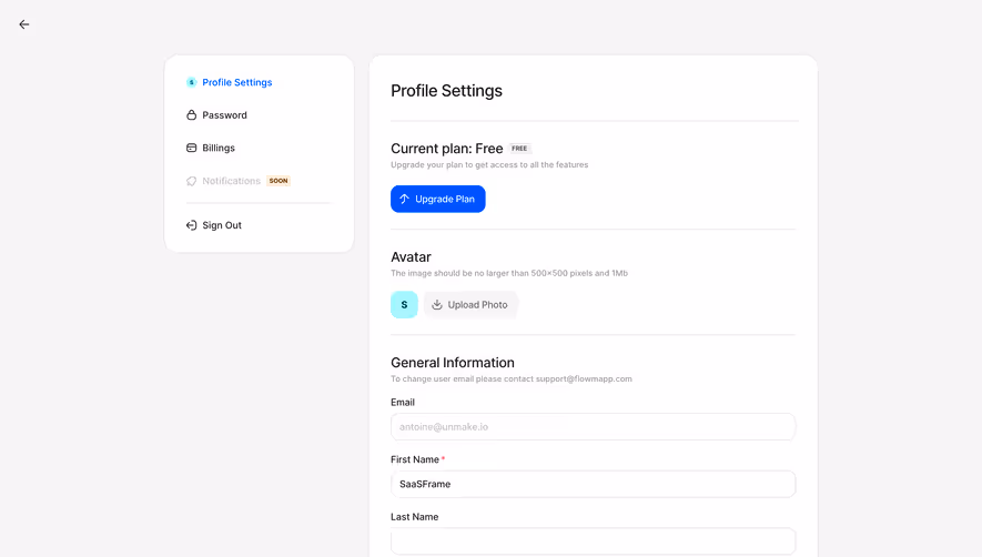 FlowMapp General Settings