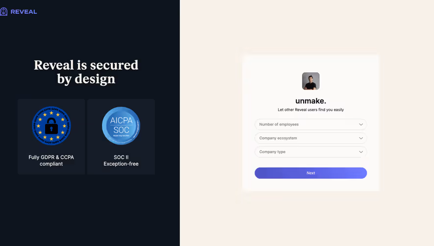 Reveal Create company details