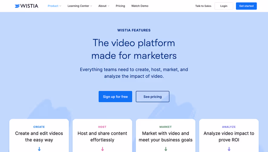Wistia Features Page
