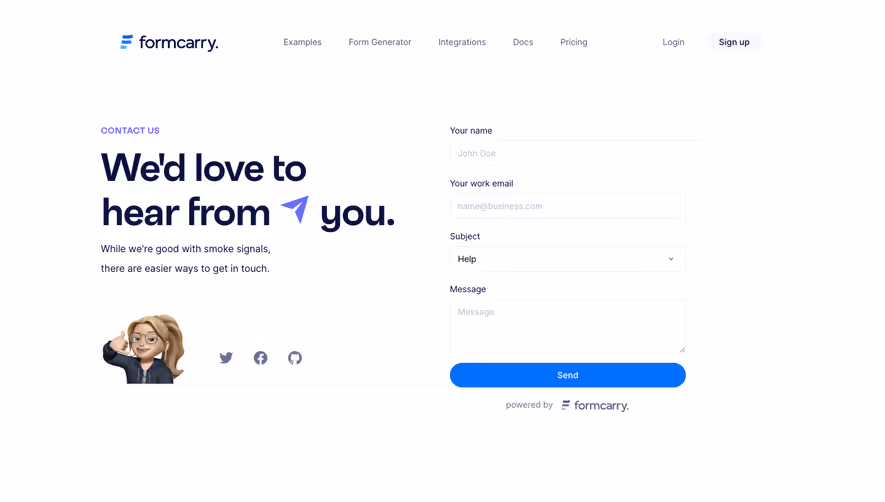 Formcarry Contact Page