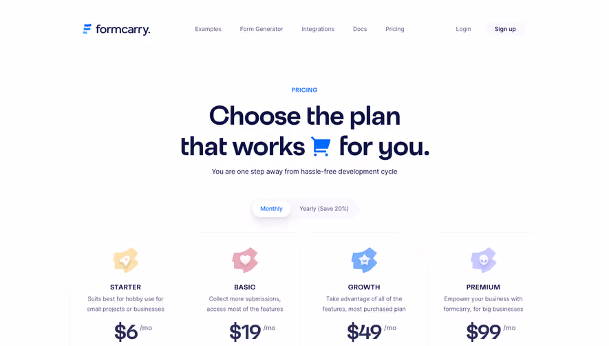 Formcarry Pricing Page