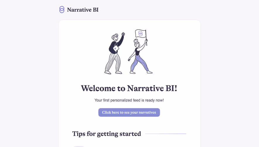 Narrative BI Welcome Email