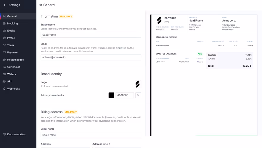 Hyperline General Settings