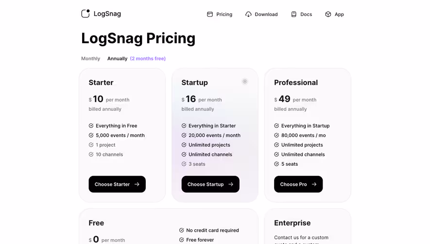 Logsnag Pricing Page
