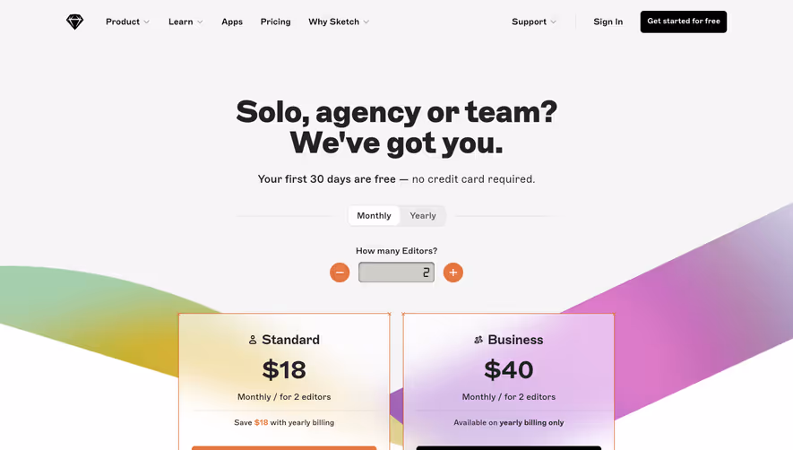 Sketch Pricing Page
