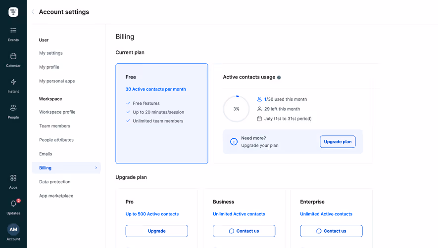 Livestorm Billing Interface