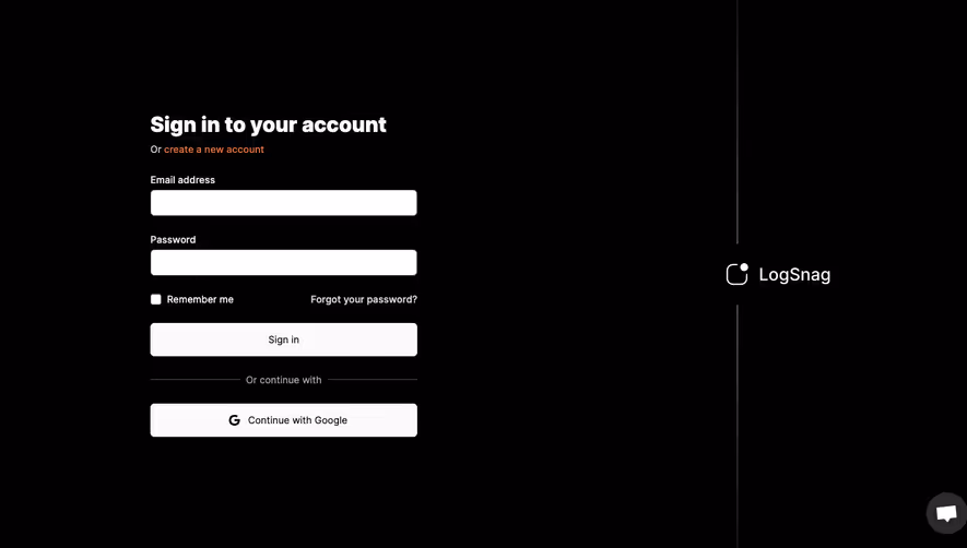 Logsnag Sign Up Page