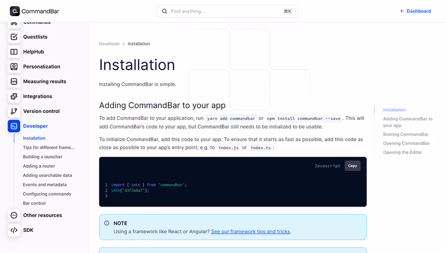 CommandBar Documentation