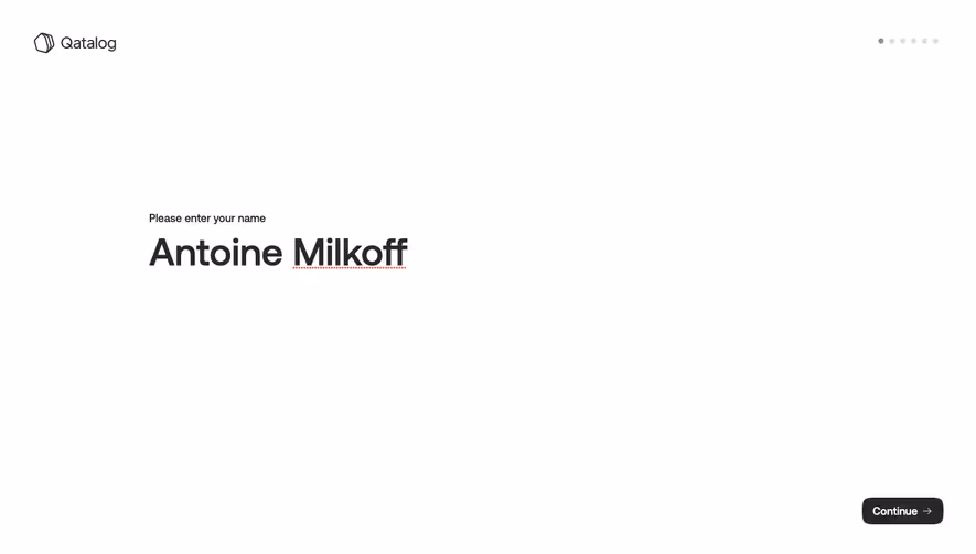 Qatalog Enter Your Name