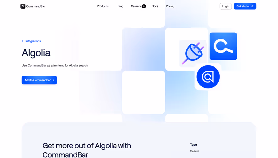 CommandBar Integrations Page
