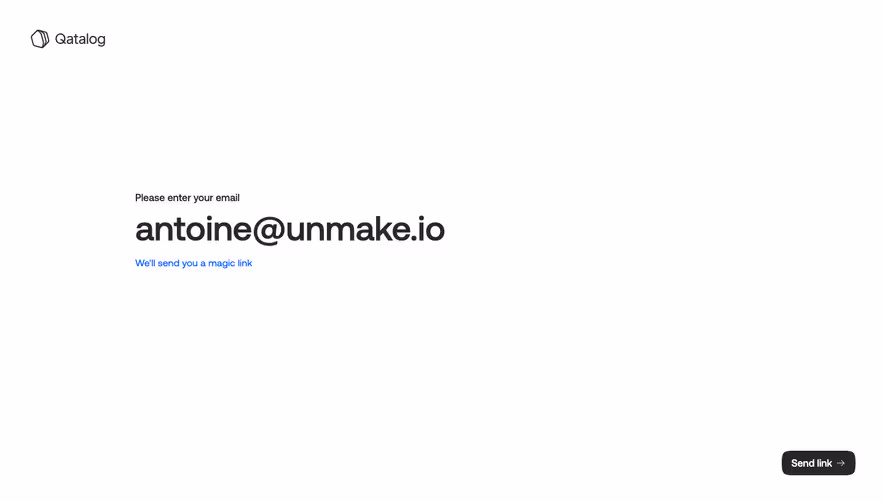 Qatalog Enter Email Address