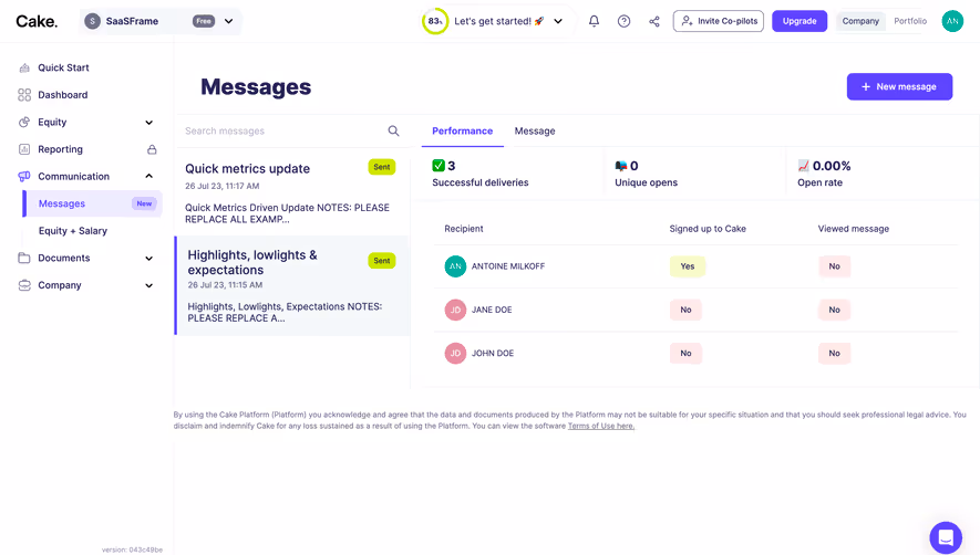 Cake Equity Send A Message