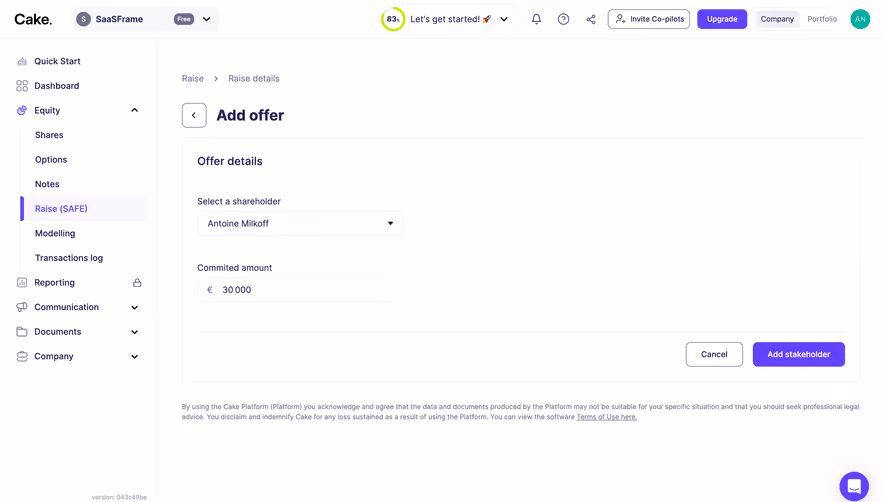 Cake Equity Add An Offer