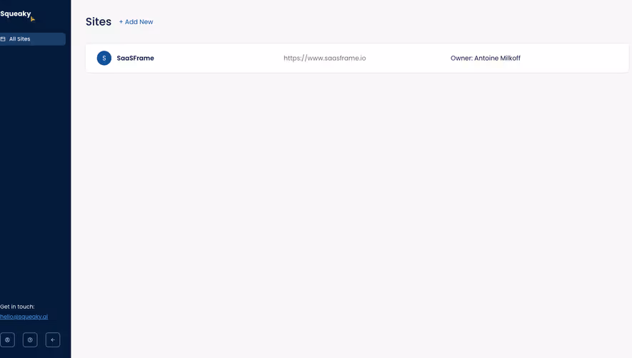 Squeaky Website set up