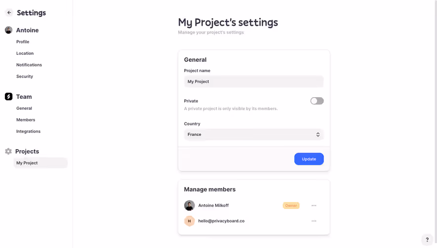 Logbook Project Settings
